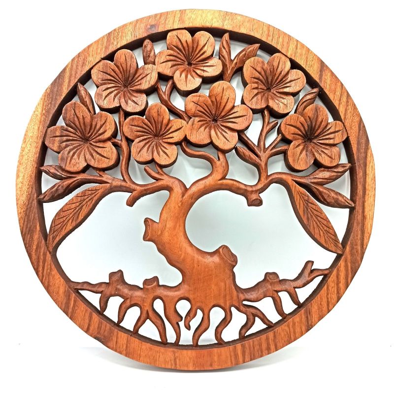 Strom života - Dekorativní panel průměr 40cm, Dřevo Suar