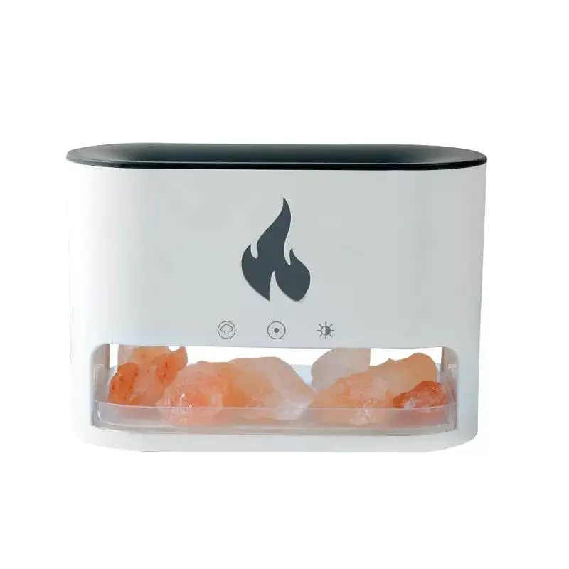 Aroma Difuzér Flame bílý | USB| Simulace ohně + Himalájské krystaly