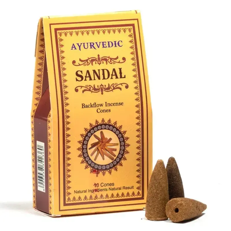 Ayurvedic Santalové dřevo | Vonné kužely Tekoucí dým 10ks