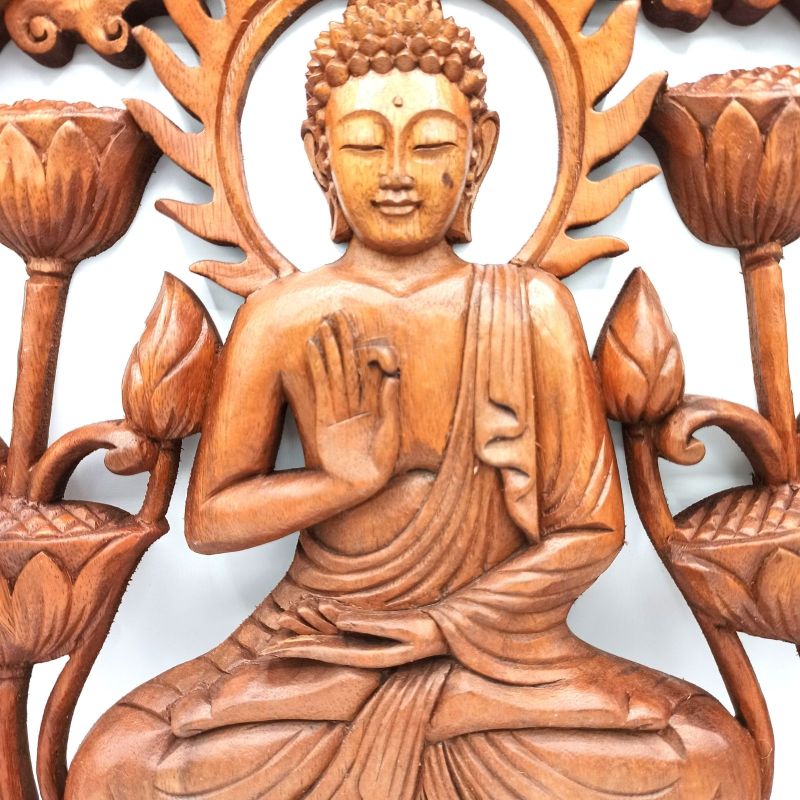 Strom života Budha - Dekorativní panel průměr 40cm, Dřevo Suar