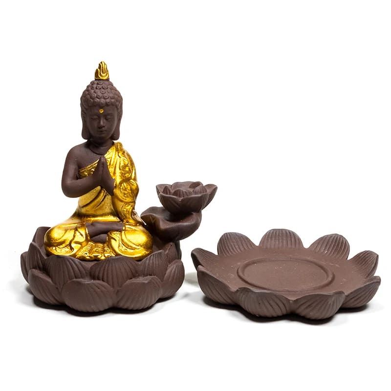 Zlatý Budha | Stojan na vonné kužely | Tekoucí dým