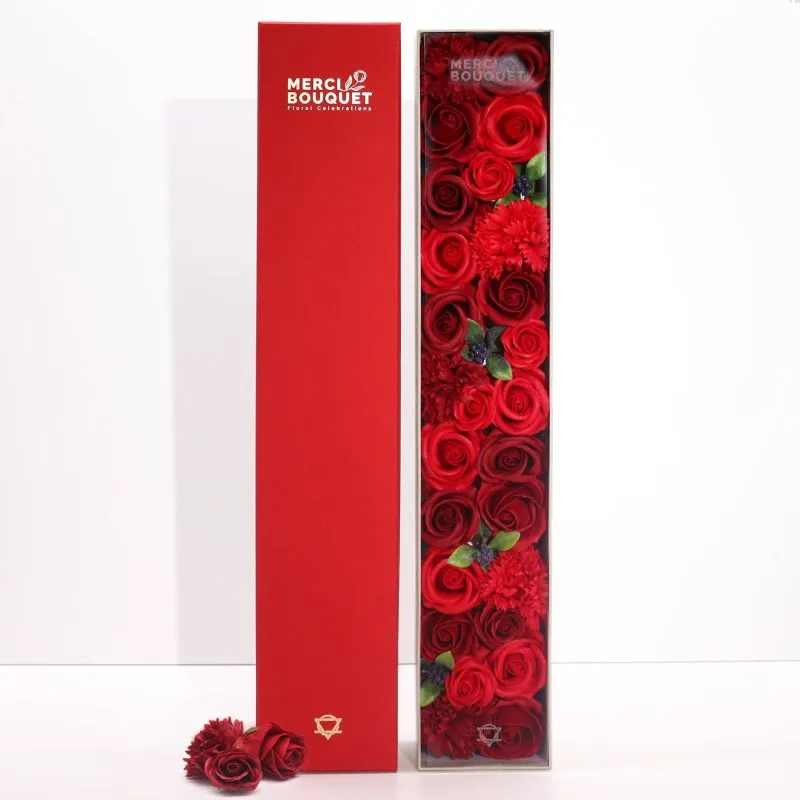 XXL Růže červené 50cm | Dárkový Box Mýdlové Květy