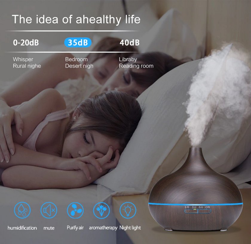 Aroma Difuzér Tibet tmavý dub | LED, Elektr. síť, časovač, 150ml