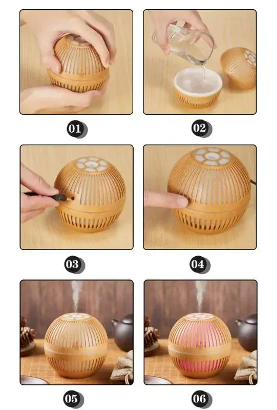 Aroma Difuzér Saturn Světlé dřevo | LED, USB, 160ml 