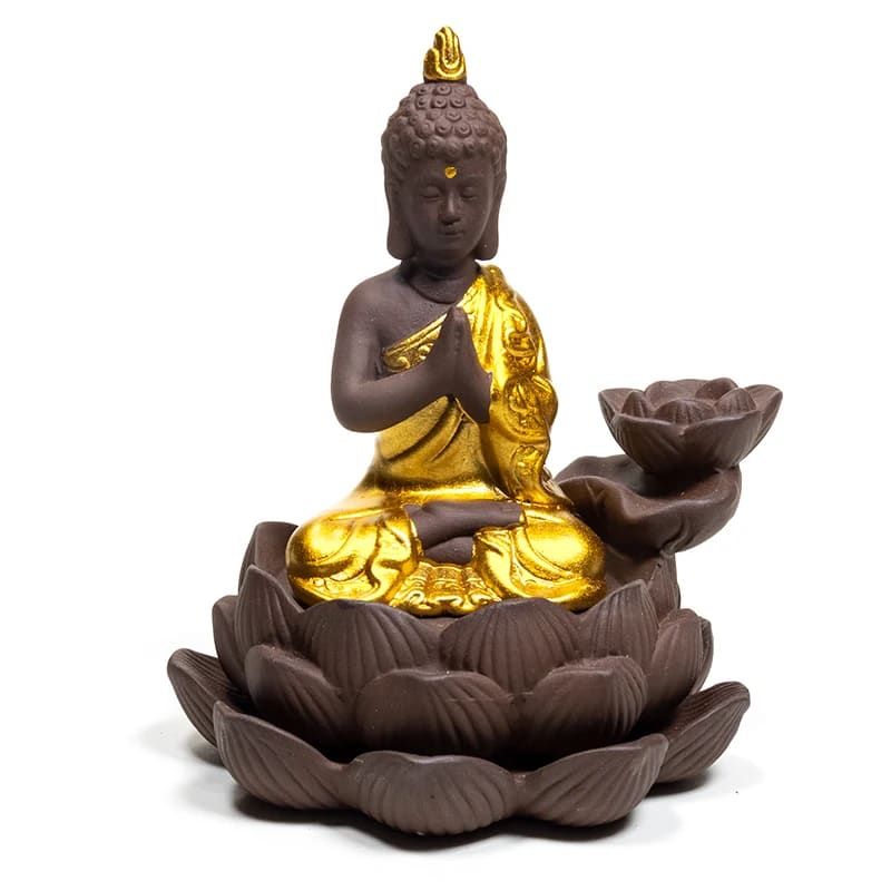 Zlatý Budha | Stojan na vonné kužely | Tekoucí dým