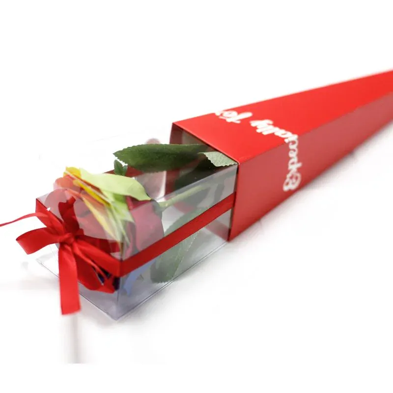 Luxusní velká Duhová Mýdlová Růže 40cm v Dárkovém balení
