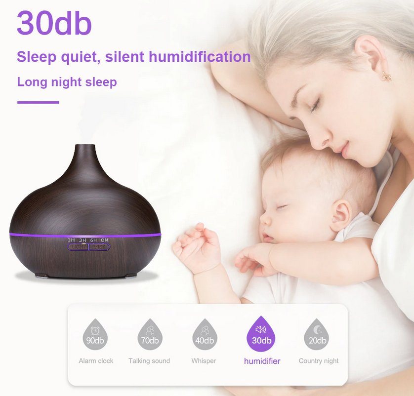 Aroma Difuzér Tibet tmavý dub | LED, Elektr. síť, časovač, 150ml