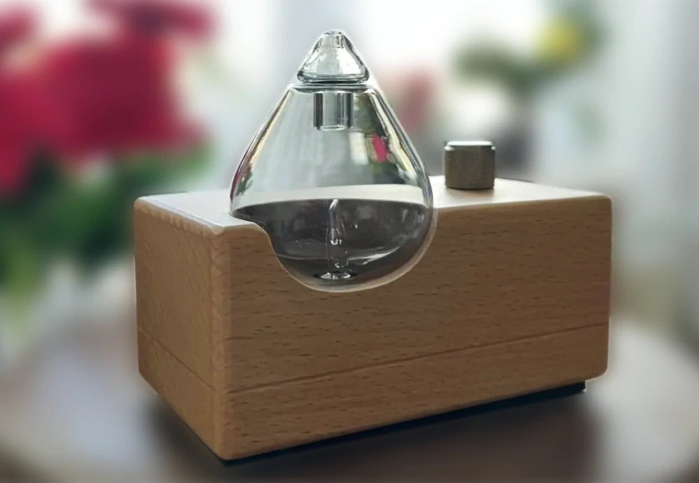 Droplet | Luxusní suchý nebulizér s akumulátorem ze dřeva a skla, USB, baterie