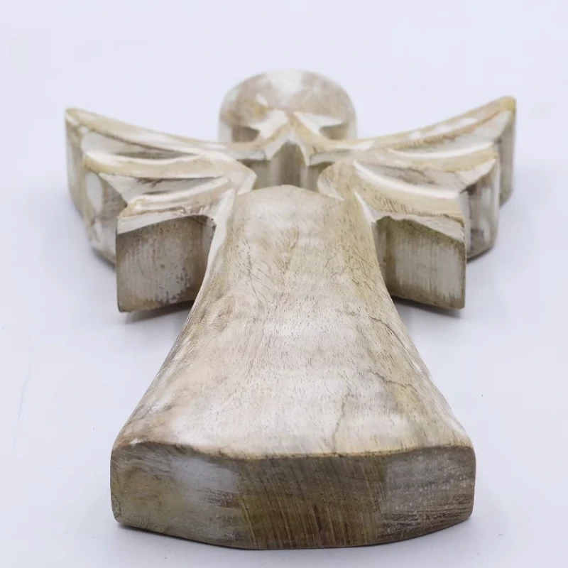 Druhý název: Dřevěný anděl s bílou patinou a výřezem hvězdy, 18 cm