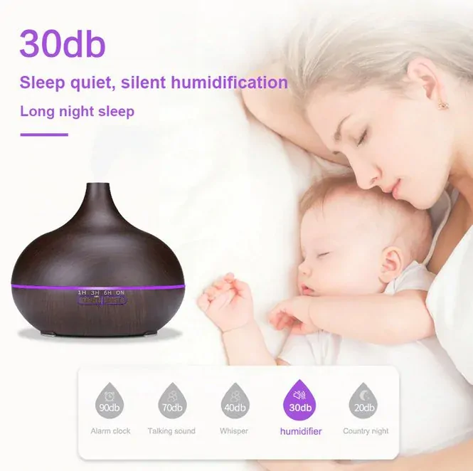 Aroma Difuzér Merapi tmavé dřevo | LED, Elektr. napájení, časovač, 300ml