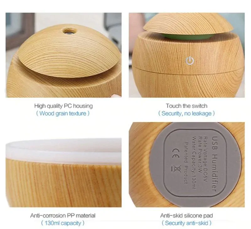 Aroma Difuzér Moon Světlé dřevo | LED, USB, 130ml 