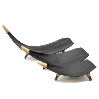 Sada 3x Dekorativní Miska z Kokosového Listu Černá